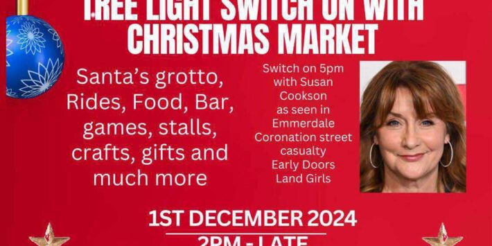 Fox and Hounds Christmas Tree Light Switch On with Christmas Market