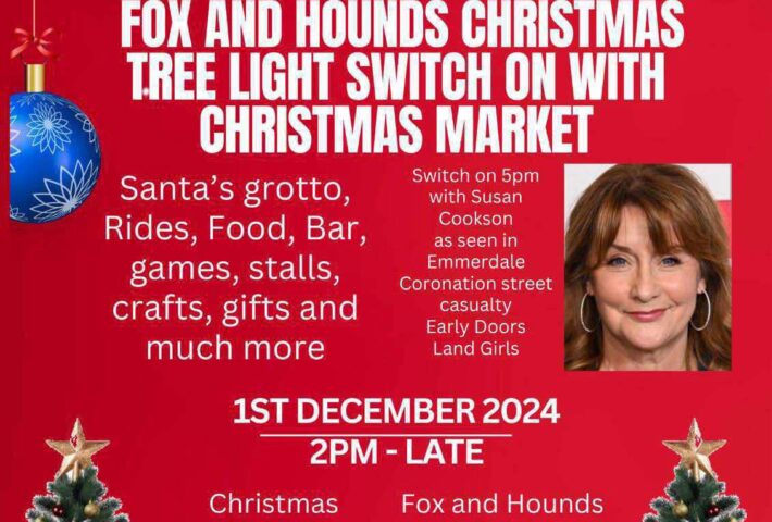 Fox and Hounds Christmas Tree Light Switch On with Christmas Market